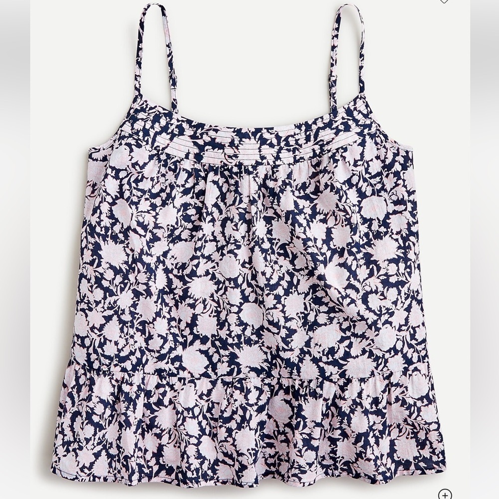 J.Crew like new crinkle cotton tank top with adjustable straps in rose vine